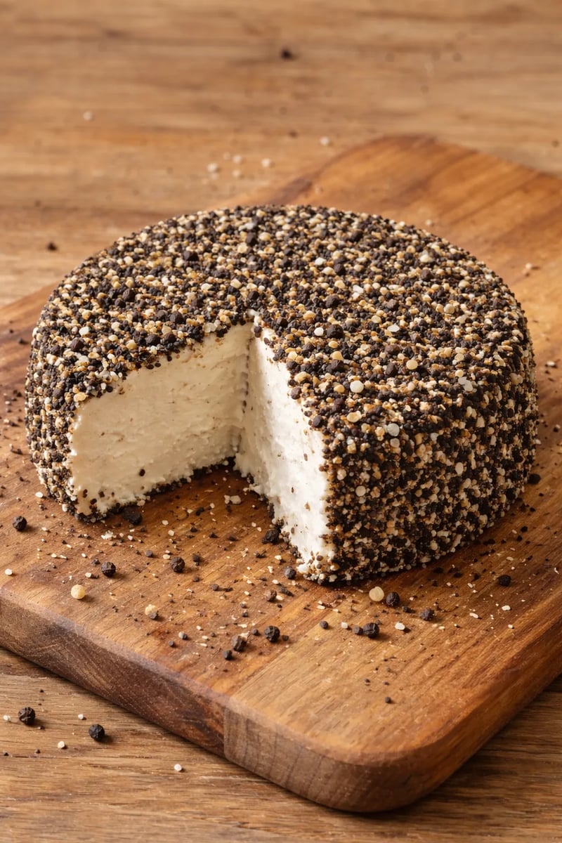 Black-Pepper–Coated Cashew Cream Cheese